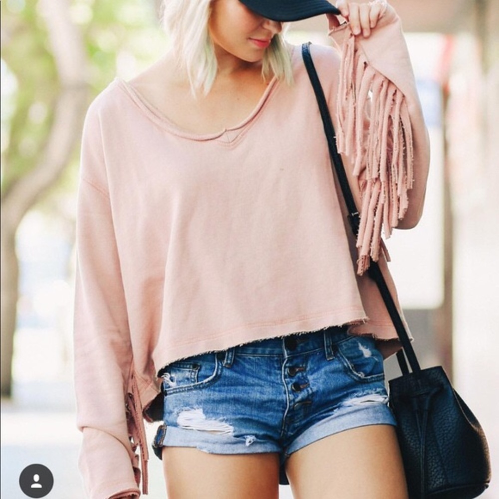 Free People • Fringe Sleeve Pullover